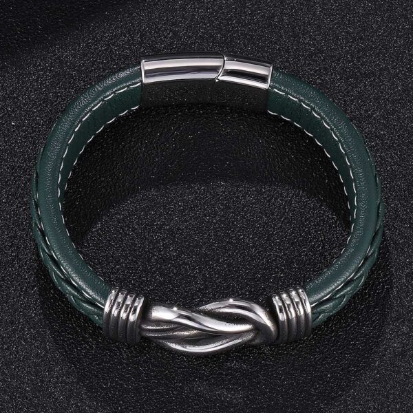 BRAZALETE CUERO VERDE NUDO - Imagen 3