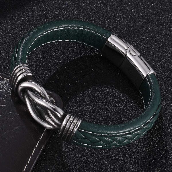 BRAZALETE CUERO VERDE NUDO