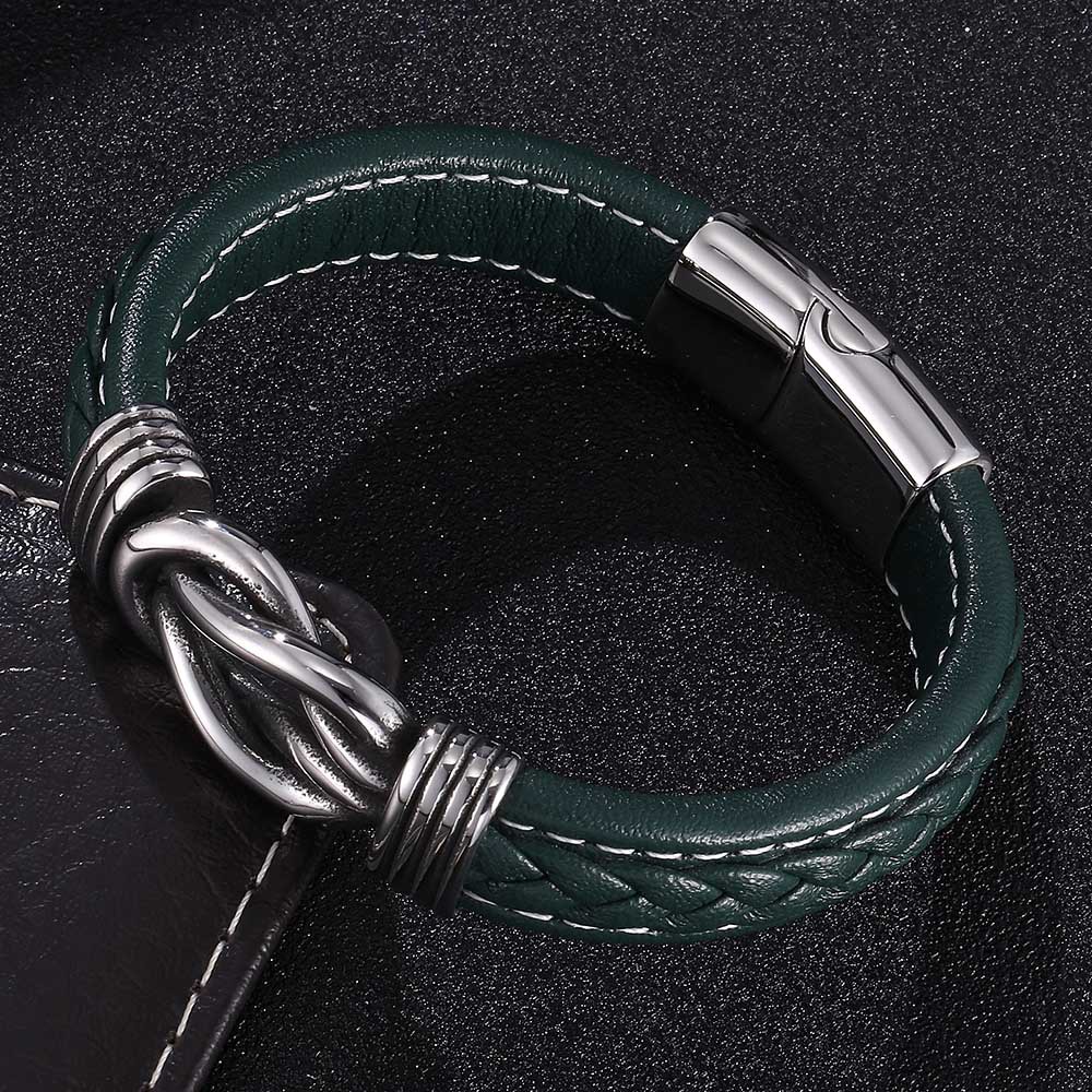 BRAZALETE CUERO VERDE NUDO