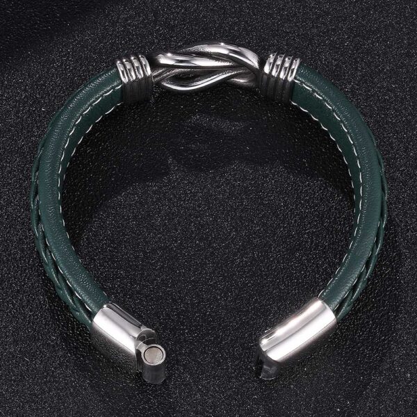 BRAZALETE CUERO VERDE NUDO - Imagen 2