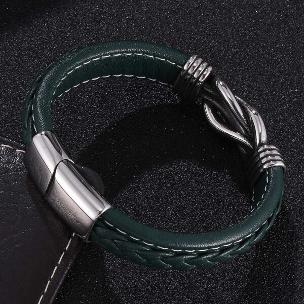 BRAZALETE CUERO VERDE NUDO - Imagen 4