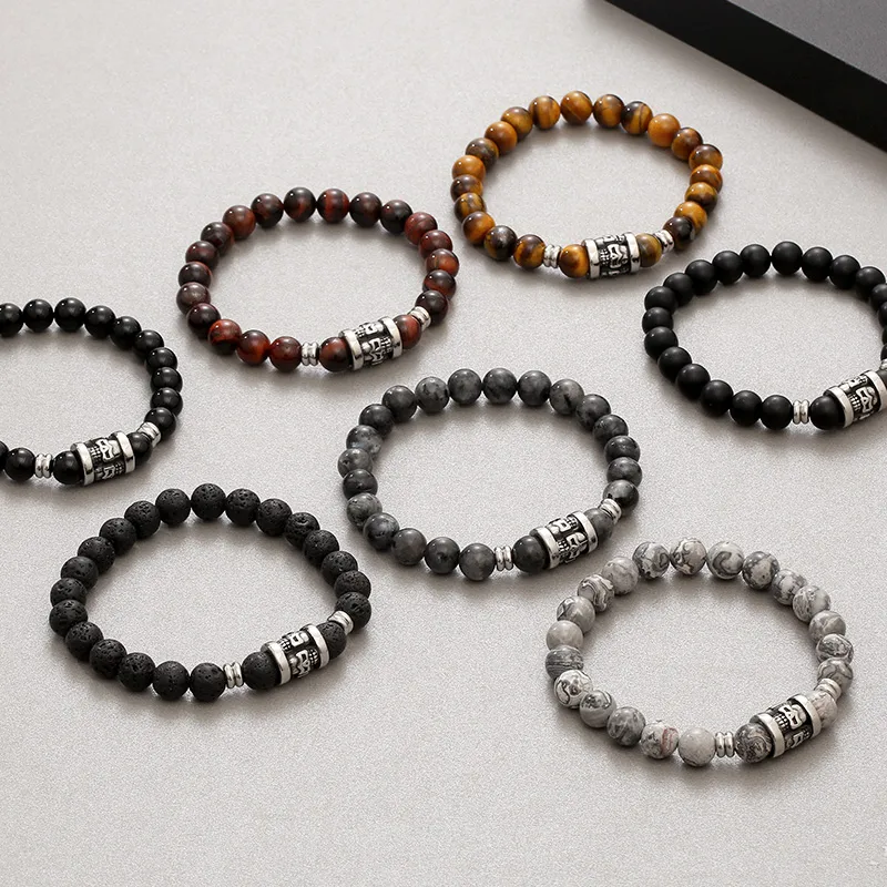 PULSERA DE PIEDRA CON CALAVERAS