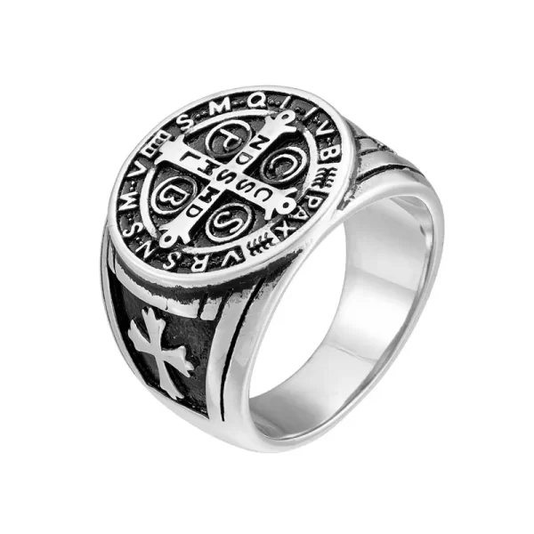 ANILLO CRUZ CSBP ACERO INOXIDABLE ENCHAPADO - Imagen 2